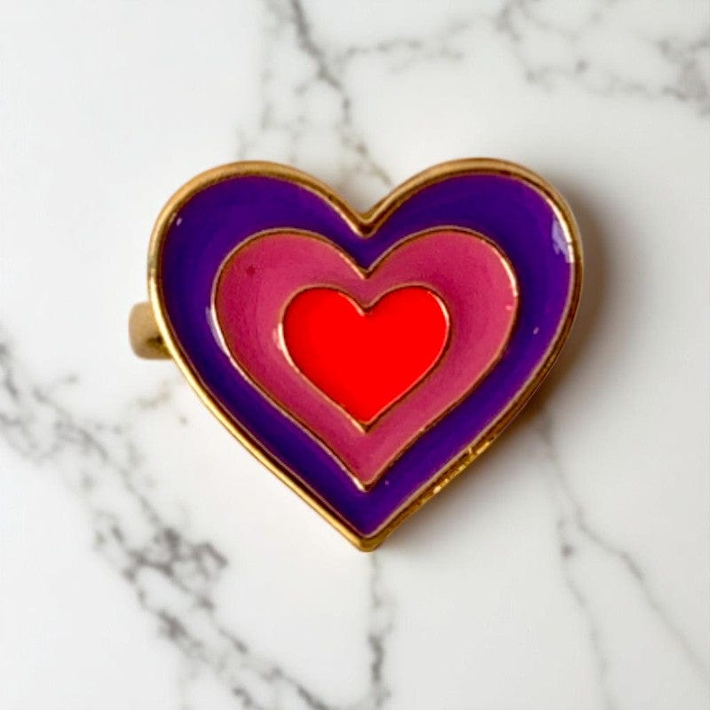Colorful Heart Ring | Gold Plated Adjustable - For Girls | Includes: Ring