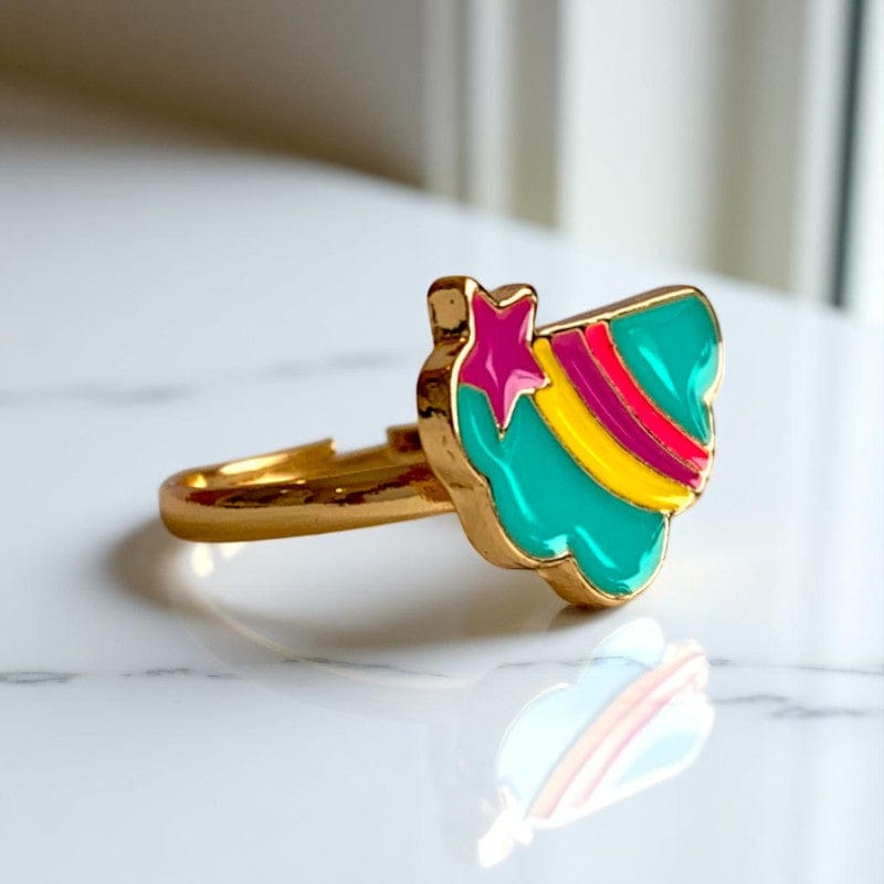Cloud & Star Ring | Gold Plated Adjustable - For Girls | Includes: Ring