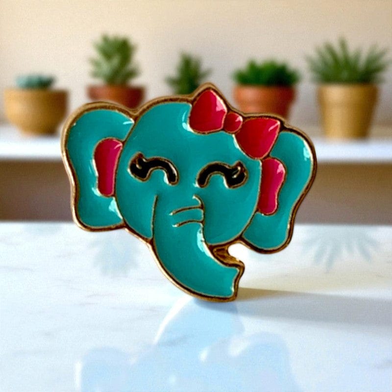 Blue Baby Elephant Ring | Gold Plated Adjustable - For Girls | Includes: Ring