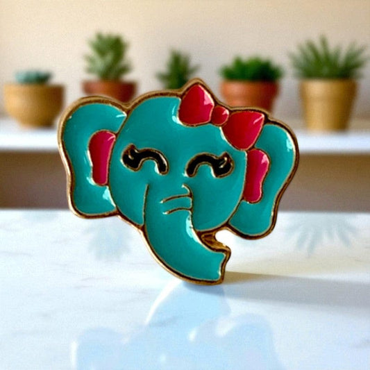 Blue Baby Elephant Ring | Gold Plated Adjustable - For Girls | Includes: Ring