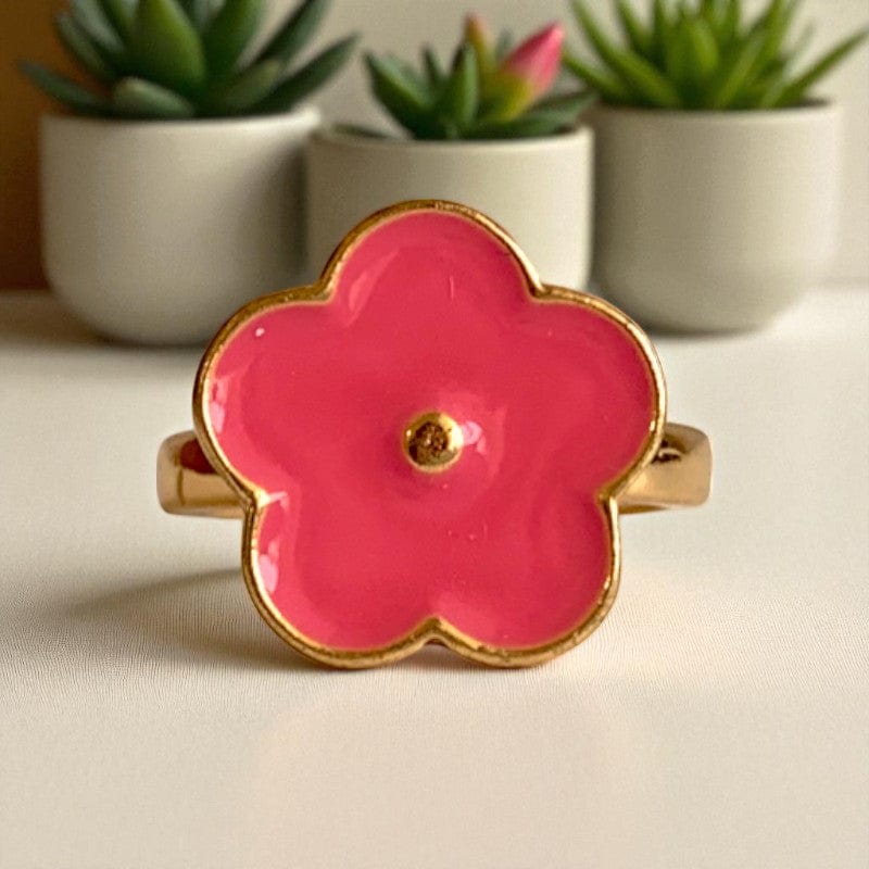 Spinning Floral Adjustable Ring | 18K PVD Gold Plated - For Women | Includes: Ring