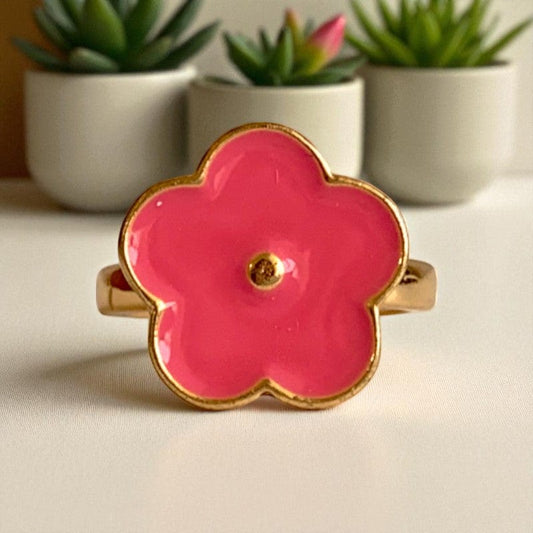 Spinning Floral Adjustable Ring | 18K PVD Gold Plated - For Women | Includes: Ring