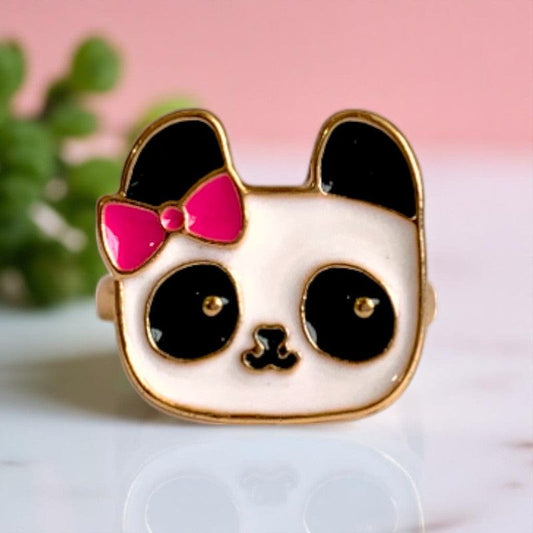 Baby Panda Ring | Gold Plated Adjustable - For Girls | Includes: Ring