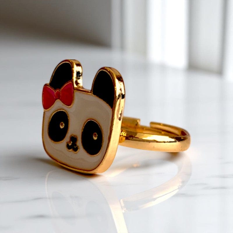 Baby Panda Ring | Gold Plated Adjustable - For Girls | Includes: Ring