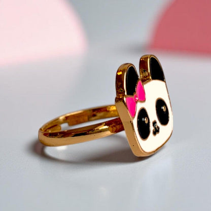 Baby Panda Ring | Gold Plated Adjustable - For Girls | Includes: Ring