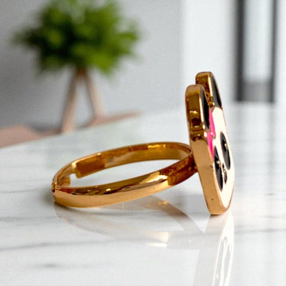 Baby Panda Ring | Gold Plated Adjustable - For Girls | Includes: Ring