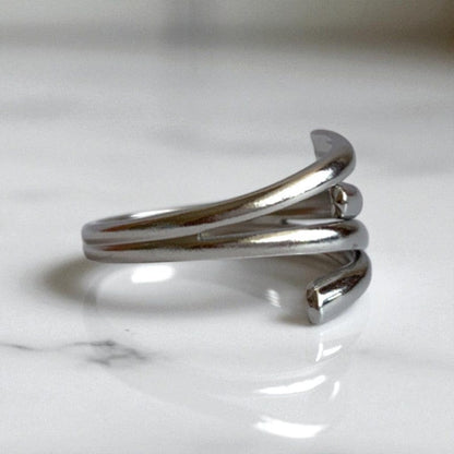 Funky Duo Adjustable Rings | PVD Silver plated - For Women | Includes: Rings (Set of 2)