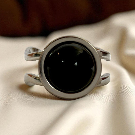 Protection Adjustable Ring | Black Obsidian - For Unisex | Includes: Ring