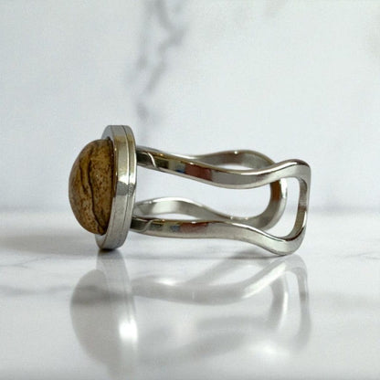 Grounding Adjustable Ring | Picture Jasper - For Unisex | Includes: Ring