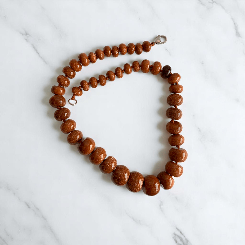 Solar Glow Necklace | Oblate Red Sunstone - For Women | Includes: Necklace
