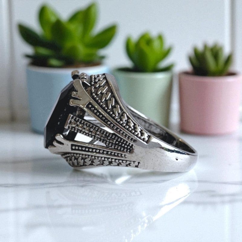Bold Vintage Ring | Black Zircon - For Men | Includes: Ring
