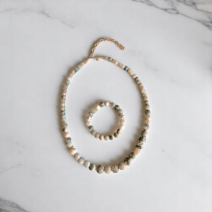 Elegant Roots Set | Tree Agate Stone - For Women | Includes: Necklace, Bracelet