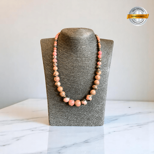 Blush Stone Set | Rhodonite Stone - For Women | Includes: Necklace, Bracelet