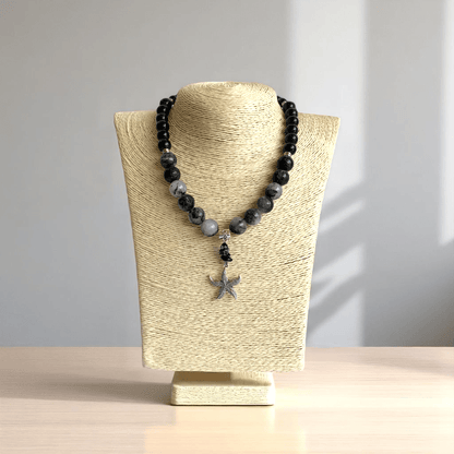 Celestial Drift Necklace | Black Rutile Stone - For Women | Includes: Necklace
