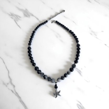 Celestial Drift Necklace | Black Rutile Stone - For Women | Includes: Necklace