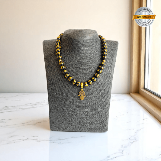Sacred Shield Necklace | Black Om Mani Stone - For Women | Includes: Necklace