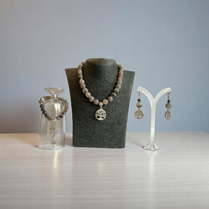 Inner Peace Set | Botswana Stone - For Women | Includes: Necklace, Bracelet, Earring