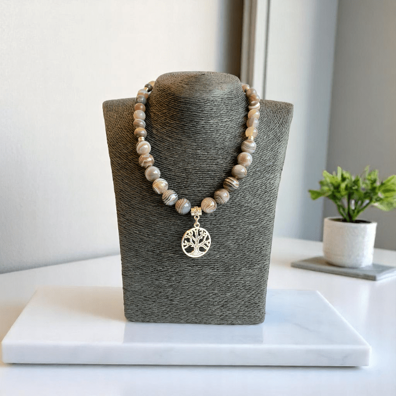 Inner Peace Set | Botswana Stone - For Women | Includes: Necklace, Bracelet, Earring
