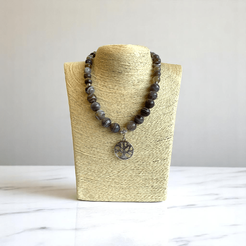 Inner Peace Set | Botswana Stone - For Women | Includes: Necklace, Bracelet, Earring