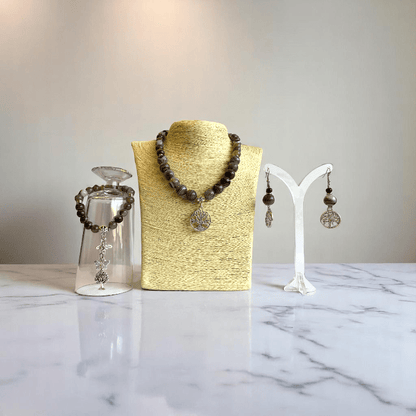 Inner Peace Set | Botswana Stone - For Women | Includes: Necklace, Bracelet, Earring