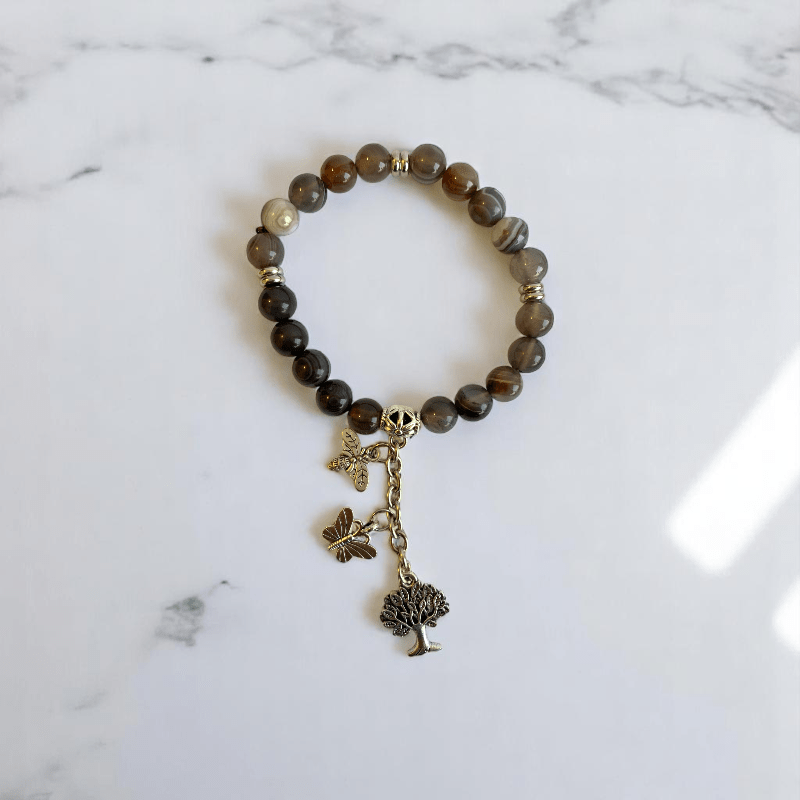 Inner Peace Set | Botswana Stone - For Women | Includes: Necklace, Bracelet, Earring
