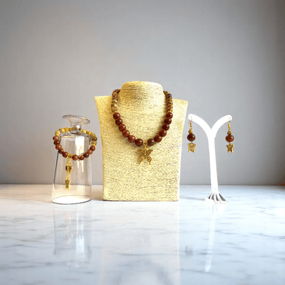 Painted Pebbles Set | Mookaite - For Women | Includes: Necklace, Bracelet, Earring