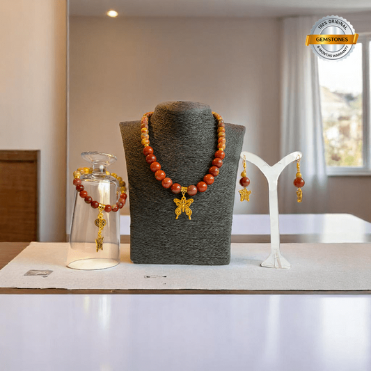 Painted Pebbles Set | Mookaite - For Women | Includes: Necklace, Bracelet, Earring