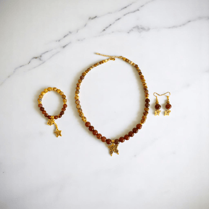 Painted Pebbles Set | Mookaite - For Women | Includes: Necklace, Bracelet, Earring
