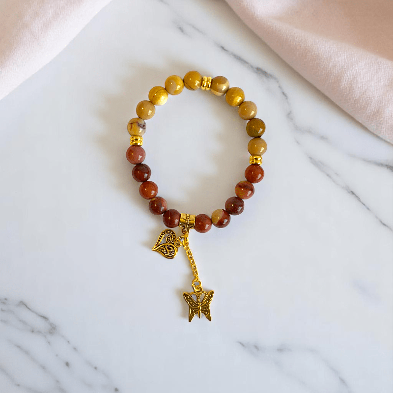 Painted Pebbles Set | Mookaite - For Women | Includes: Necklace, Bracelet, Earring
