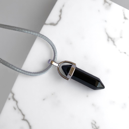 Shielding Pencil Necklace | Black Obsidian - For Kids | Includes: Necklace