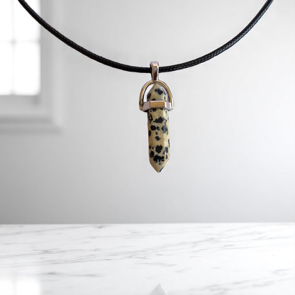 Playful Pencil Necklace | Dalmatian Jasper - For Kids | Includes: Necklace