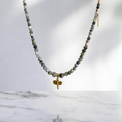 Natural Tranquility Set | Tree Agate Stone - For Women | Includes: Necklace, Bracelet