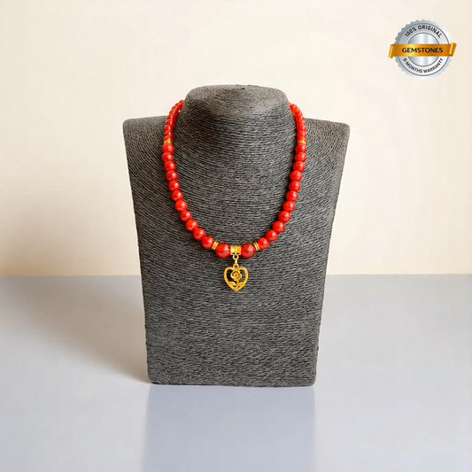 Hearted Rose Set | Red Onyx Stone - For Women | Includes: Necklace, Bracelet