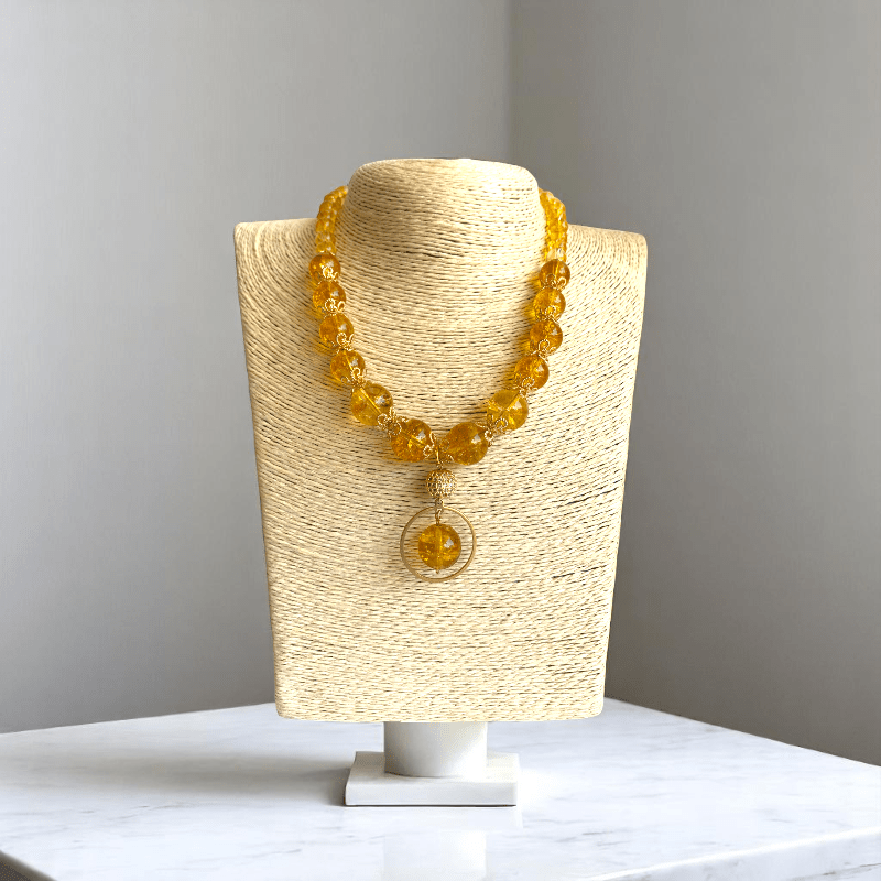 Radiant Sunshine Set | Yellow Citrine Stone - For Women | Includes: Necklace, Bracelet, Earring