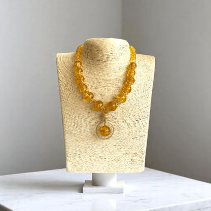 Radiant Sunshine Set | Yellow Citrine Stone - For Women | Includes: Necklace, Bracelet, Earring