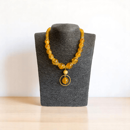 Radiant Sunshine Set | Yellow Citrine Stone - For Women | Includes: Necklace, Bracelet, Earring