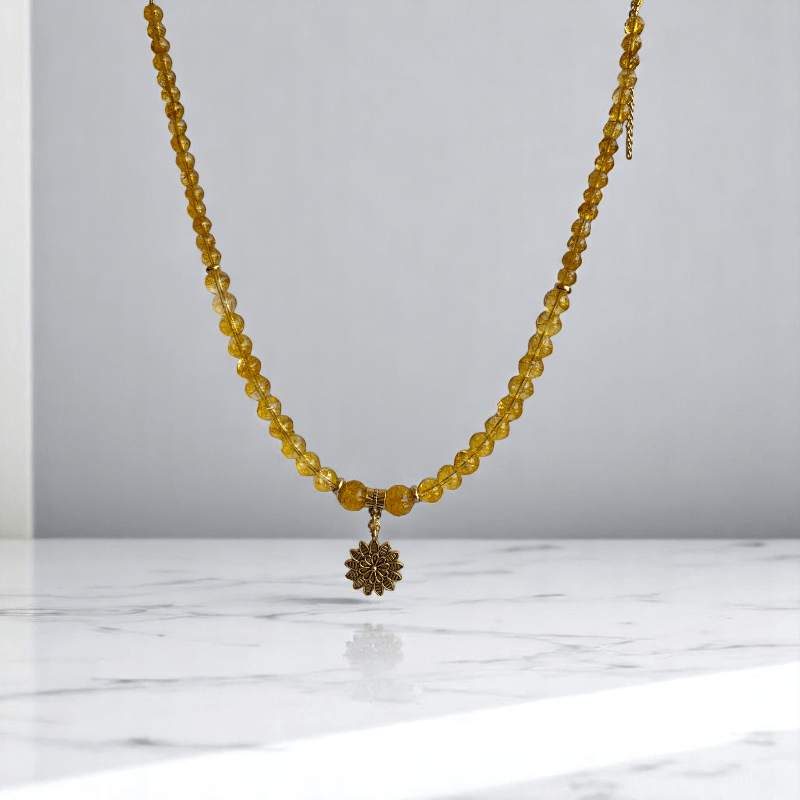 Golden Glow Set | Yellow Citrine Stone - For Women | Includes: Necklace, Bracelet