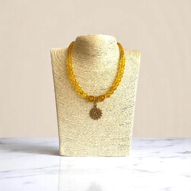 Golden Glow Set | Yellow Citrine Stone - For Women | Includes: Necklace, Bracelet