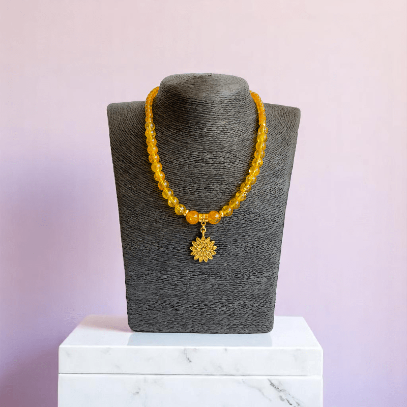 Golden Glow Set | Yellow Citrine Stone - For Women | Includes: Necklace, Bracelet