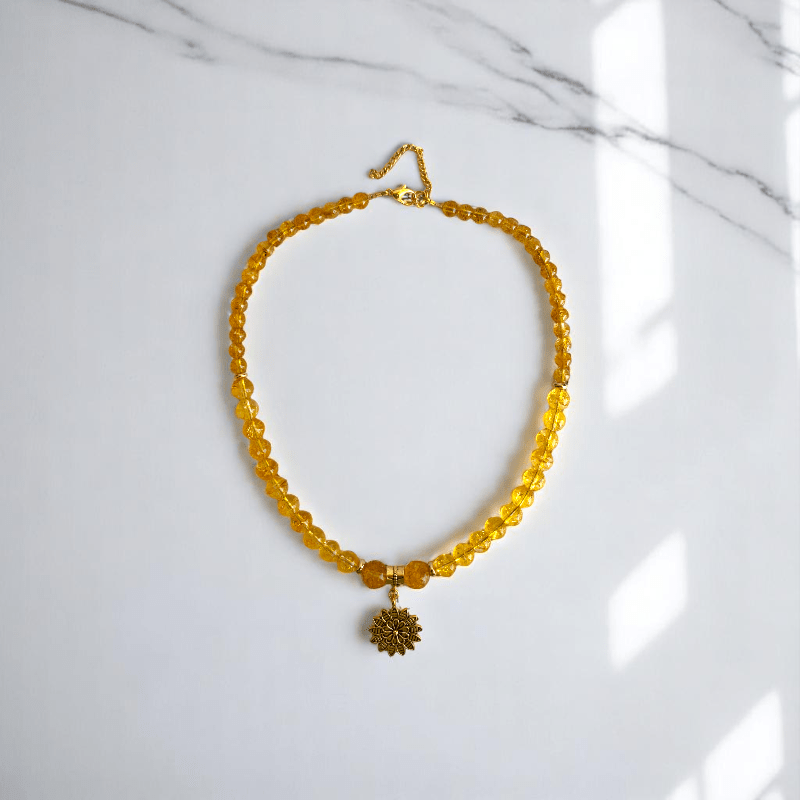 Golden Glow Set | Yellow Citrine Stone - For Women | Includes: Necklace, Bracelet