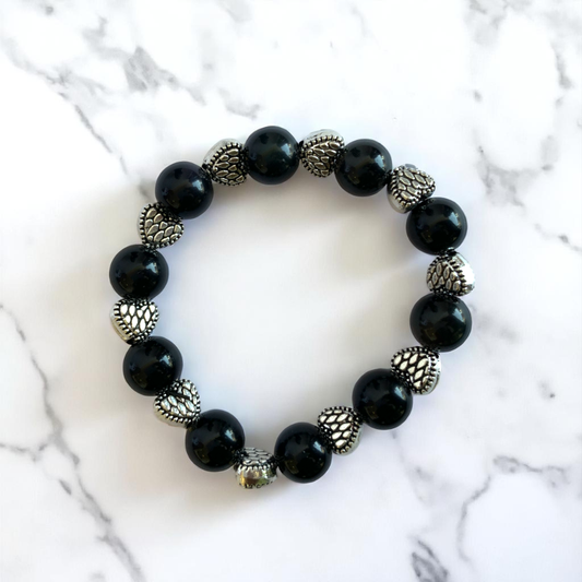 Protective Obsidian Bracelet | Black Obsidian - For Kids Girls | Includes: Bracelet