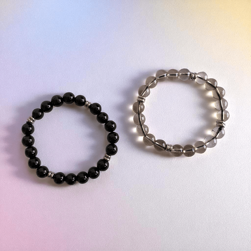 Balance & Bloom Duo Bracelets | Obsidian & Quartz - For All | Includes: Bracelets (Set of 2)