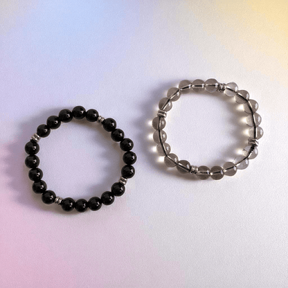 Balance & Bloom Duo Bracelets | Obsidian & Quartz - For All | Includes: Bracelets (Set of 2)