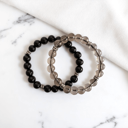 Balance & Bloom Duo Bracelets | Obsidian & Quartz - For All | Includes: Bracelets (Set of 2)