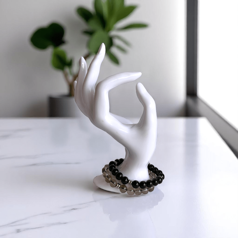 Balance & Bloom Duo Bracelets | Obsidian & Quartz - For All | Includes: Bracelets (Set of 2)