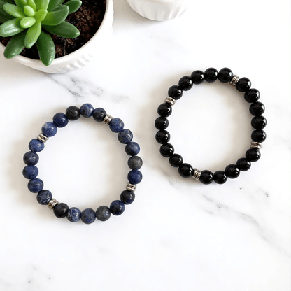 Dual Harmony Bracelets | Obsidian & Sodalite - For All | Includes: Bracelets (Set of 2)