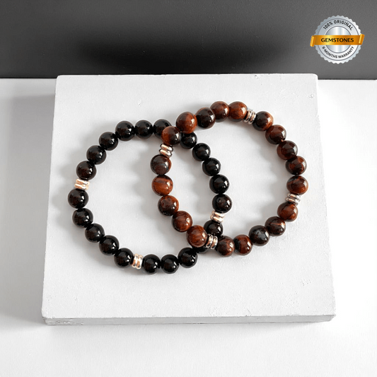 Grounded Power Bracelets | Black Obsidian & Red Tiger Eye - For All | Includes: Bracelets (Set of 2)