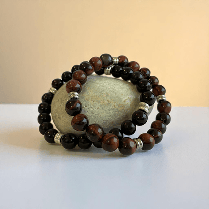 Grounded Power Bracelets | Black Obsidian & Red Tiger Eye - For All | Includes: Bracelets (Set of 2)