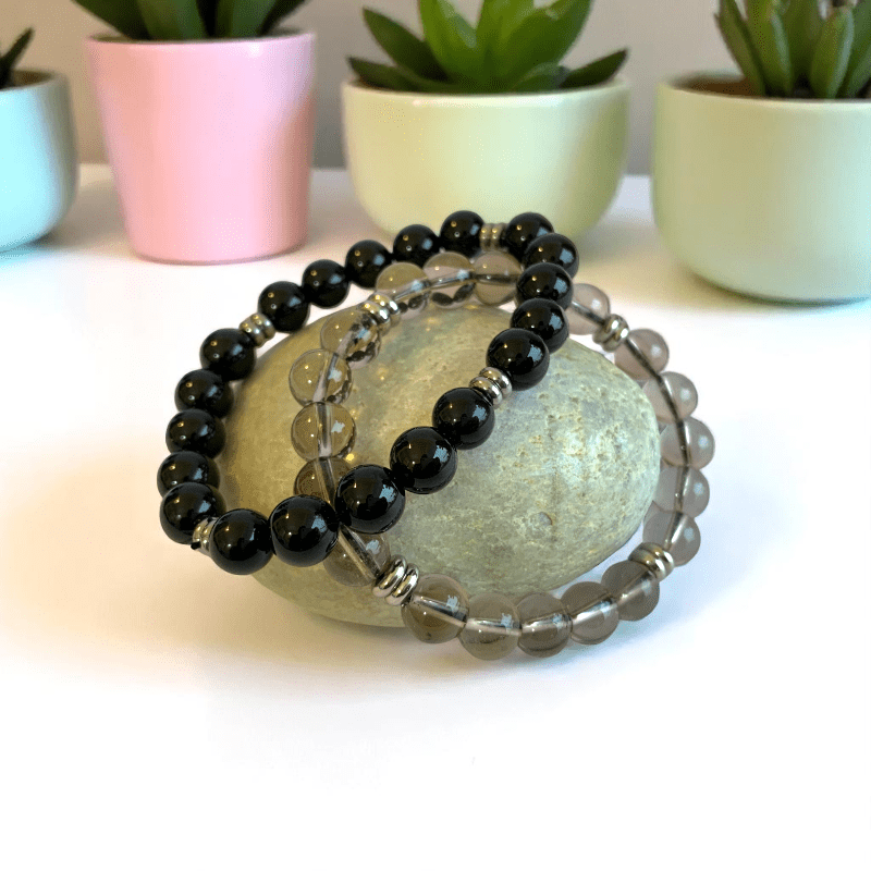 Balance & Bloom Duo Bracelets | Obsidian & Quartz - For All | Includes: Bracelets (Set of 2)
