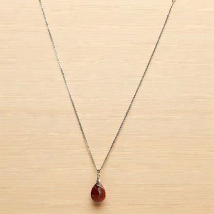 Terra Grace Necklace | Mahogany Jasper Stone & PVD plated Stainless Steel - For Women | Includes: Necklace